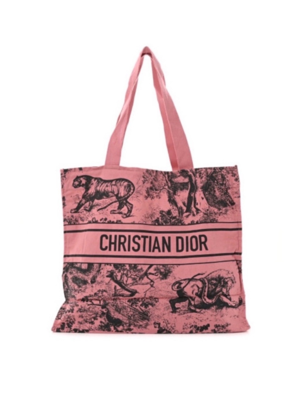 Dior Pink Toile Print Canvas Tote - Picture 3 of 9